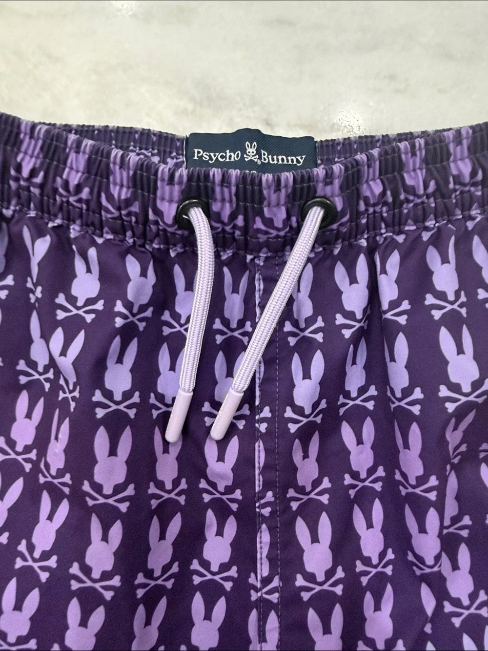 Psycho Bunny Purple Graphic Swim Trunks